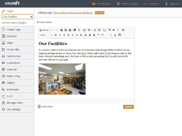 edit a page in Easy Edit